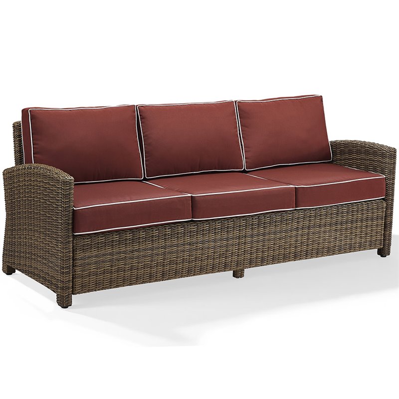 Afuera Living Contemporary Fabric Patio Sofa in Brown and Red