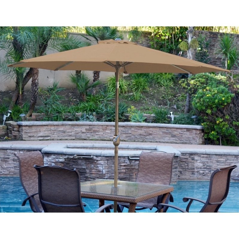 Afuera Living 9' Aluminum Market Patio Umbrella with Crank in Brown