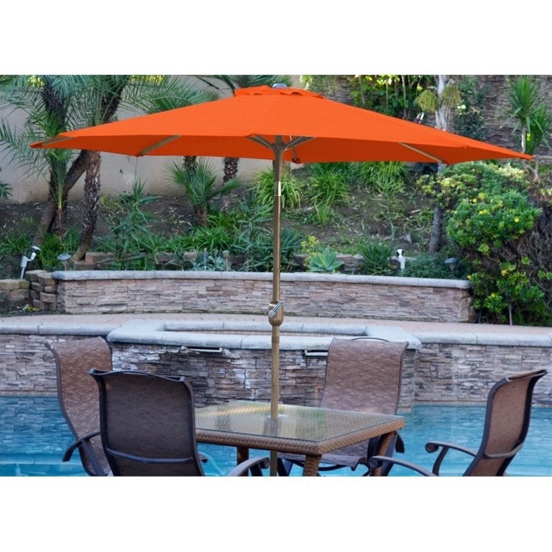 Afuera Living 9' Aluminum Market Patio Umbrella with Crank in Orange