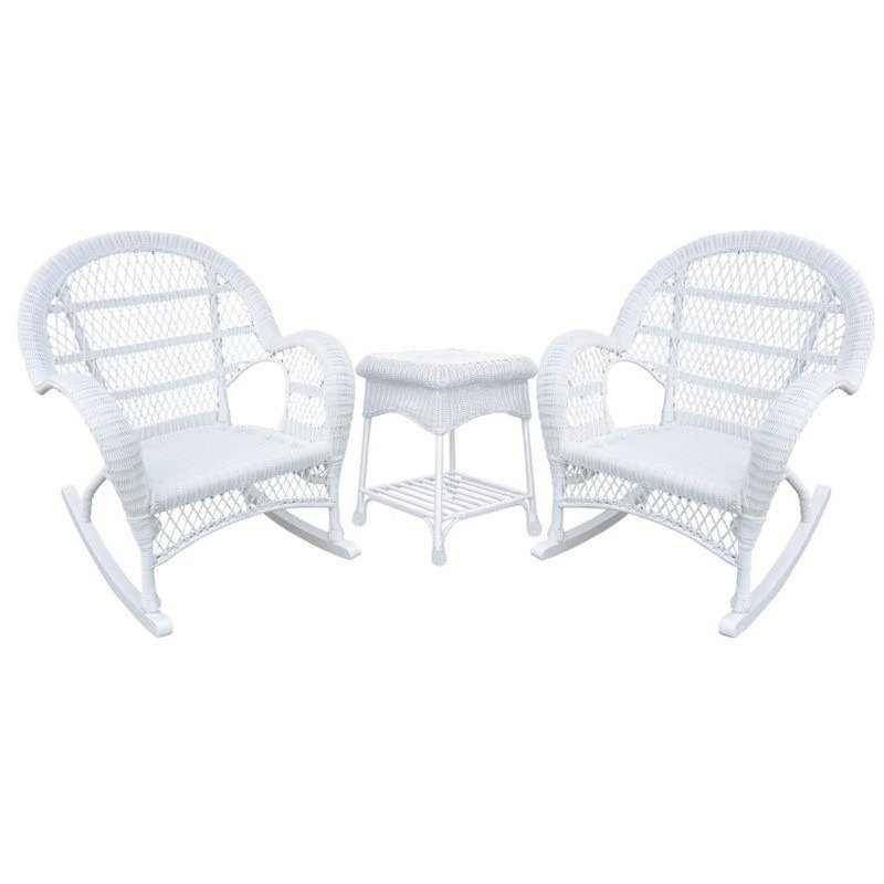 Afuera Living Modern 3 Piece Wicker Conversation Set in White