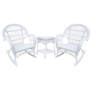 afuera living modern 3 piece wicker conversation set in white