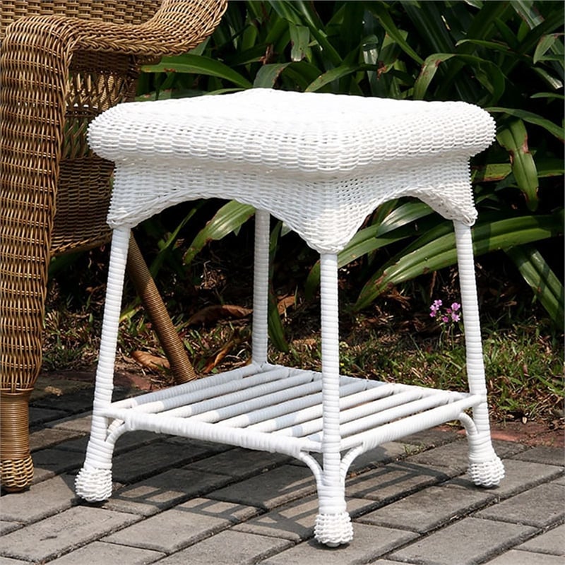 Afuera Living 3 Piece Wicker Conversation Set in White with Brown Cushions