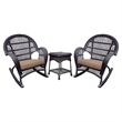 Afuera Living 3 Piece Wicker Conversation Set in White with Brown Cushions