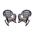 Afuera Living Wicker Rocker Chair in Espresso with Tan Cushion (Set of 2)