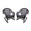 Afuera Living Wicker Rocker Chair in Espresso with Black Cushion (Set of 2)