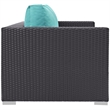 Afuera Living Aluminum and Rattan Patio Loveseat in Espresso/Turquoise