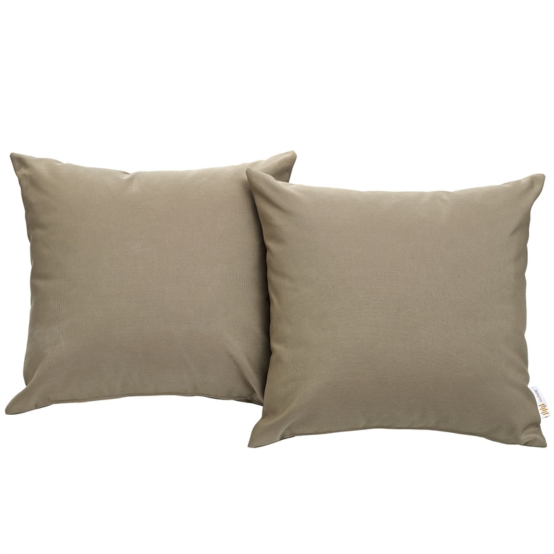 Afuera Living 2-Piece Modern Fabric Outdoor Patio Pillow Set in Mocha Brown