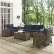 Afuera Living Modern 5 Piece Metal Patio Sofa Set in Brown & Navy