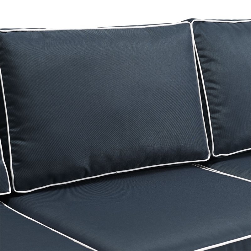 Afuera Living Modern 5 Piece Metal Patio Sofa Set in Brown & Navy