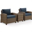Afuera Living 3 Piece Metal Patio Conversation Set in Brown/Navy