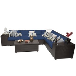 afuera living modern 9-piece patio wicker sectional set in navy