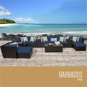 afuera living contemporary 14-piece patio wicker sofa set in navy