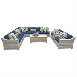 afuera living contemporary 10 piece patio wicker sofa set in navy