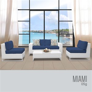 afuera living contemporary 5-piece patio wicker sofa set in navy