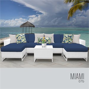 afuera living modern 7-piece patio wicker sectional set in navy