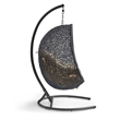 Afuera Living Outdoor Patio Rattan Swing Lounge Chair in Mocha/Black