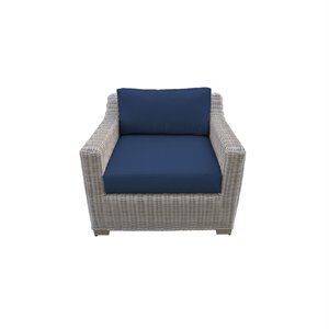 afuera living modern club outdoor wicker patio chair in navy