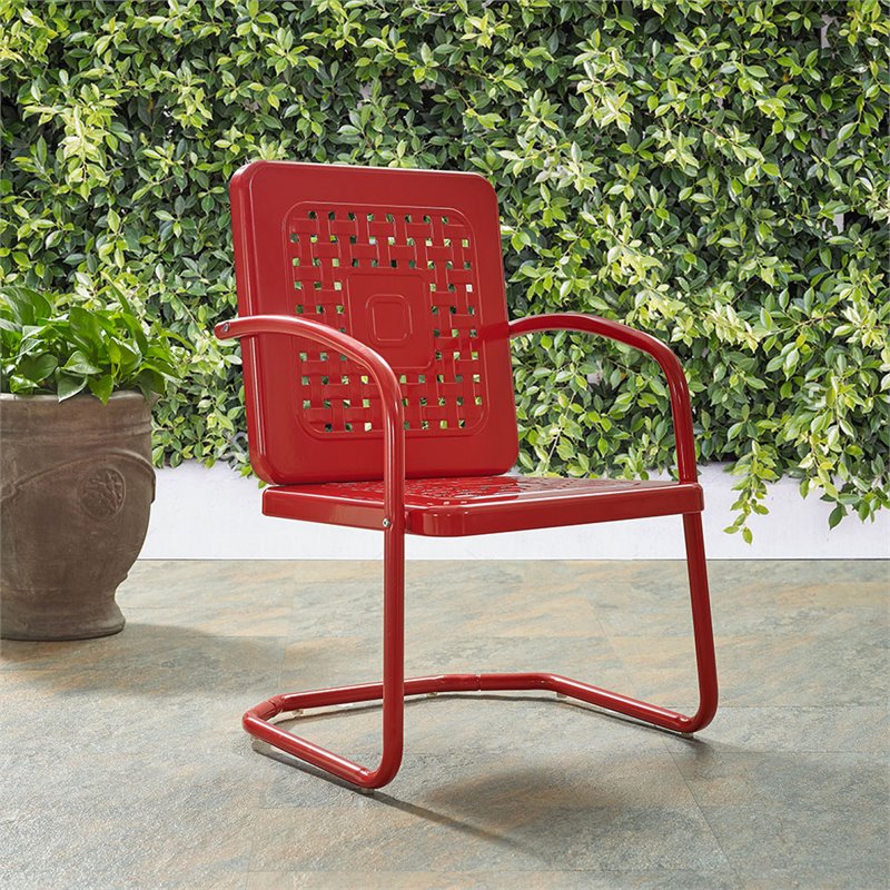 Afuera Living Modern Metal Patio Chair in Bright Red (Set of 2)