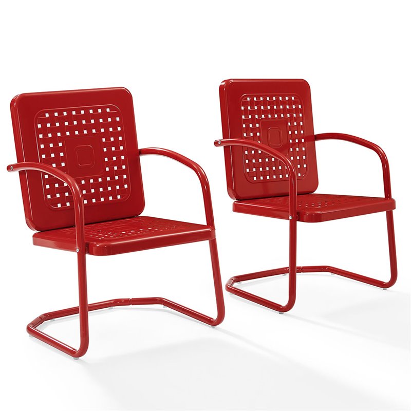 Afuera Living Modern Metal Patio Chair in Bright Red (Set of 2)