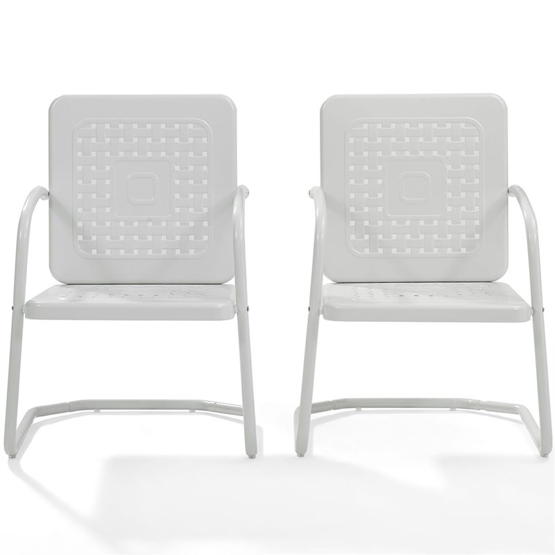 Afuera Living Contemporary Metal Patio Chair in White (Set of 2)