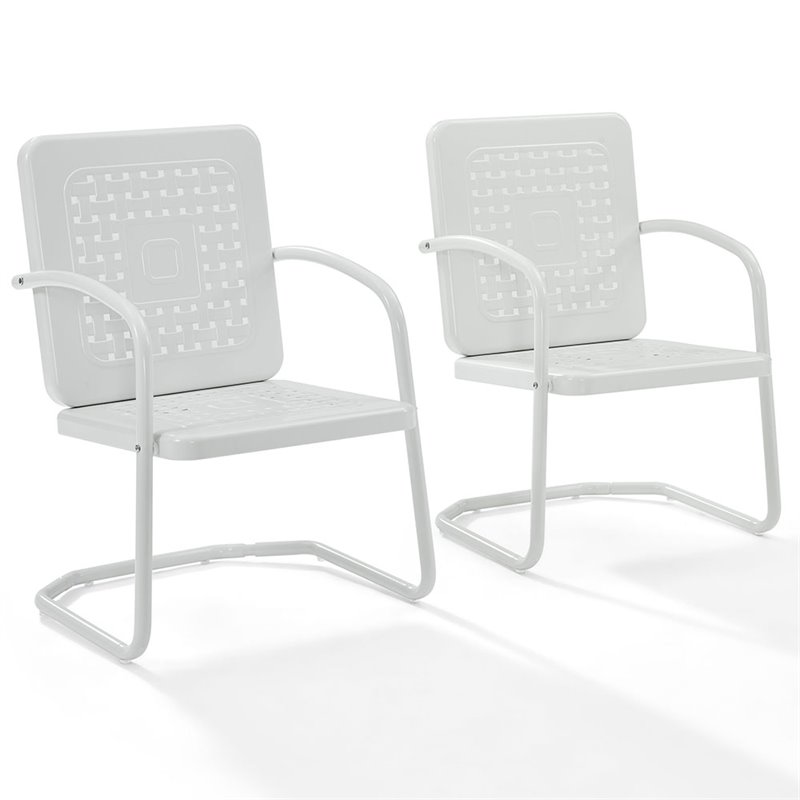 Afuera Living Contemporary Metal Patio Chair in White (Set of 2)