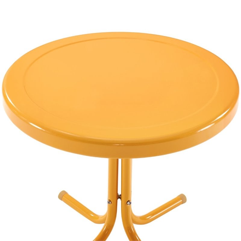 Afuera Living Modern Metal Patio End Table in Tangerine Gloss