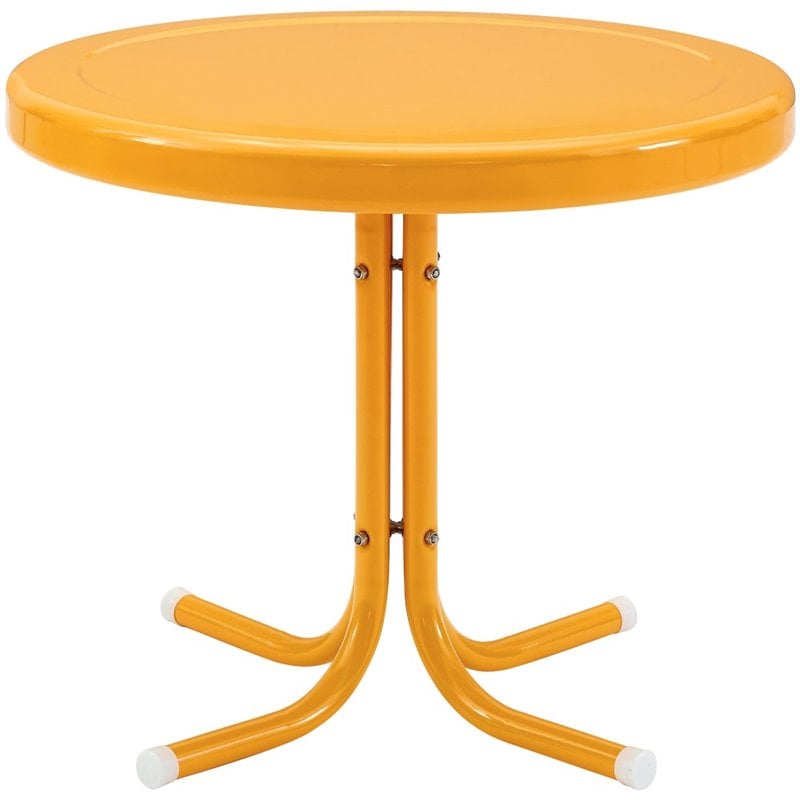 Afuera Living Modern Metal Patio End Table in Tangerine Gloss