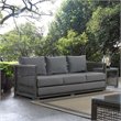 Afuera Living Modern Rattan & Fabric Outdoor Patio Sofa in Gray