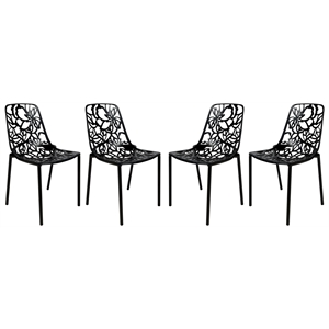 Afuera Living Modern Indoor Outdoor Aluminum Dining Chair in Black Set of 4