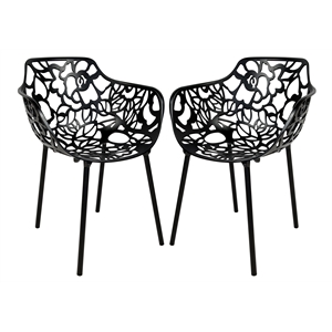 Afuera Living Modern Indoor Outdoor Aluminum Dining Armchair Black Set of 2