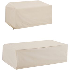 Afuera Living Modern 2 Piece Patio Vinyl Loveseat Cover Set in Tan