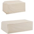 Afuera Living Modern 2 Piece Patio Vinyl Loveseat Cover Set in Tan