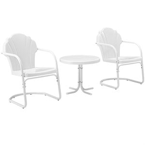 Afuera Living 3 Piece 22&quotRound Metal Patio Conversation Set in White