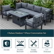 Afuera Living 7-Piece Sectional And Fire Pit Table With Cushions in Black