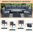 Afuera Living 7-Piece Sectional And Fire Pit Table With Cushions in Black
