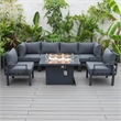 Afuera Living 7-Piece Sectional And Fire Pit Table With Cushions in Black