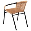 Afuera Living Rattan Stacking Restaurant Dining Arm Chair in Beige (Set of 2)