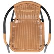 Afuera Living Rattan Stacking Restaurant Dining Arm Chair in Beige (Set of 2)