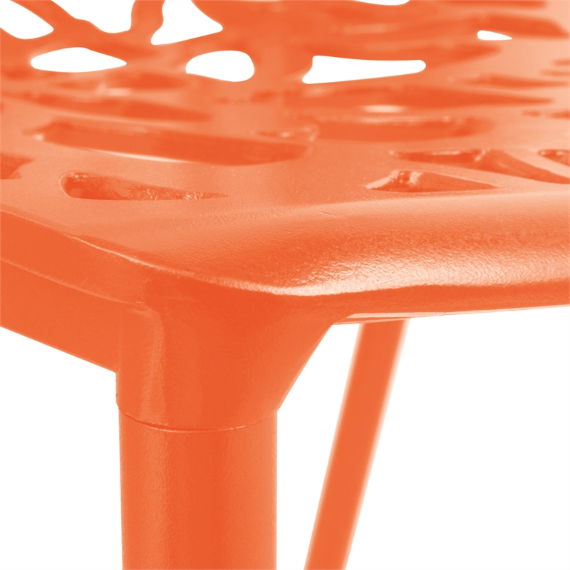 Afuera Living Modern Indoor Outdoor Aluminum Dining Chair in Orange Set of 4