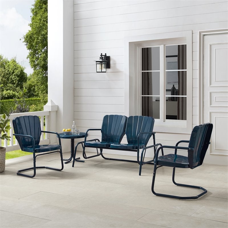 Afuera Living 4-piece Metal Outdoor Conversation Set in Navy