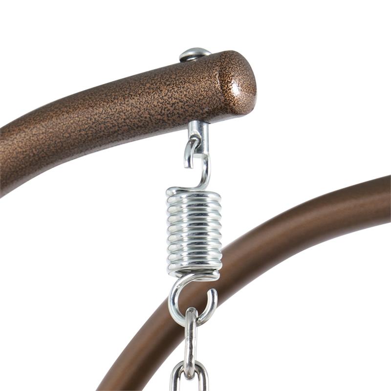 Afuera Living Outdoor Beige Hanging Double Egg Swing Chair in Charcoal Blue