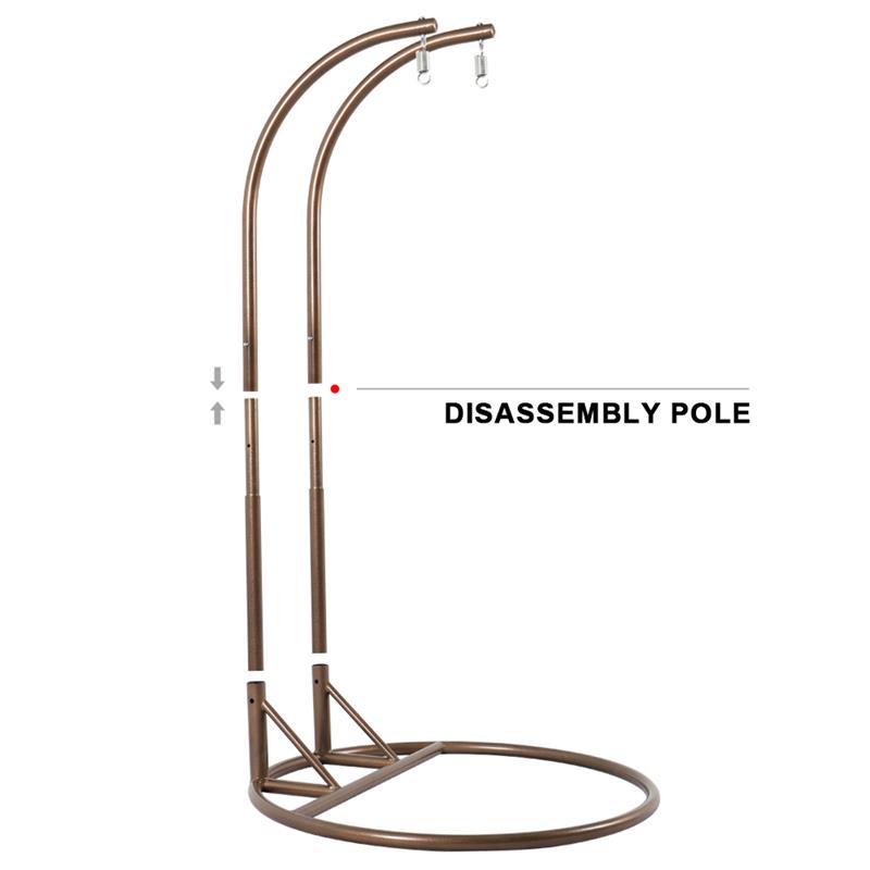 Afuera Living Outdoor Beige Hanging Double Egg Swing Chair in Charcoal Blue