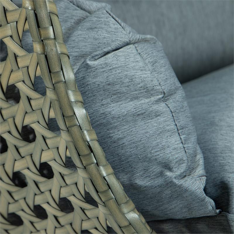 Afuera Living Outdoor Beige Hanging Double Egg Swing Chair in Charcoal Blue