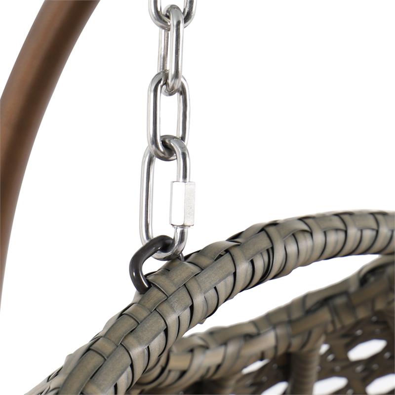 Afuera Living Outdoor Beige Wicker Hanging Double Egg Swing Chair in Taupe