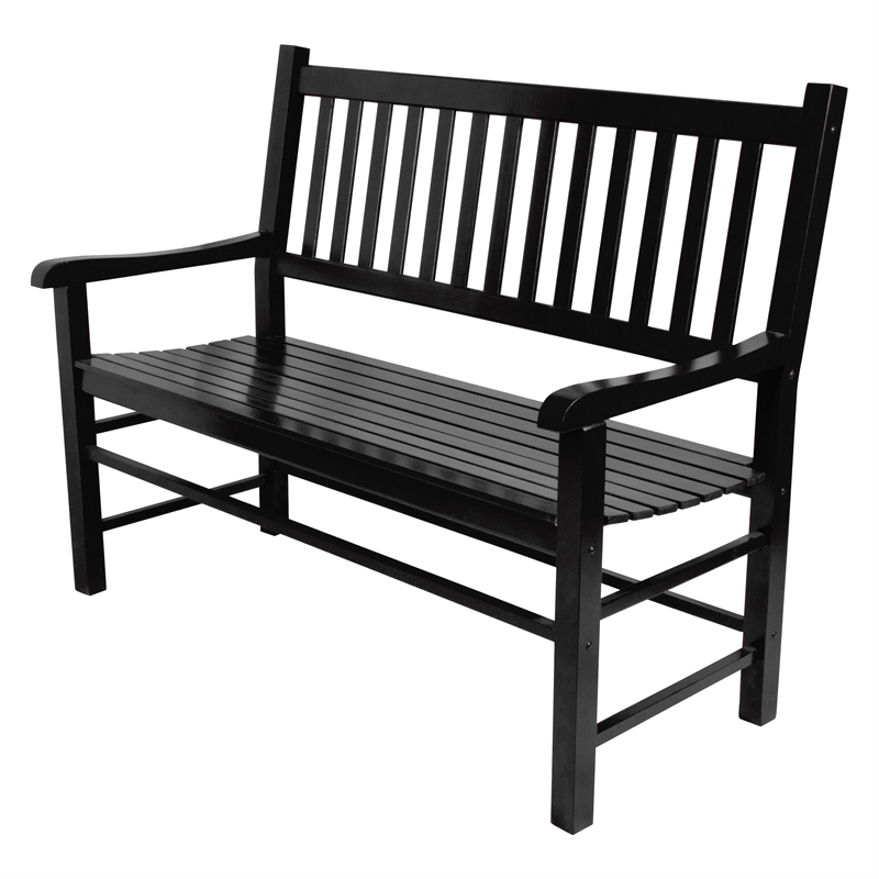 Afuera Living Traditional Hardwood Patio Porch Garden Bench in Black
