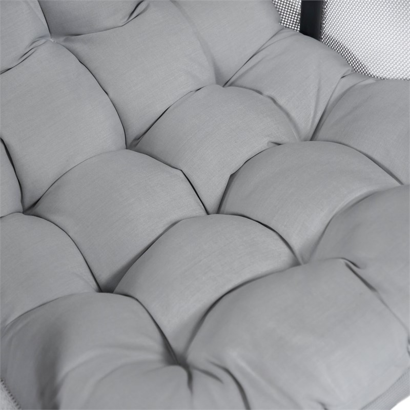 Afuera Living Outdoor Foldable Mesh Fabric Egg Swing in Light Gray