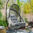 Afuera Living Outdoor Foldable Mesh Fabric Egg Swing in Light Gray
