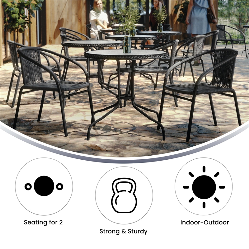 Afuera Living 3 Piece Round Patio Dining Set in Black and Gray