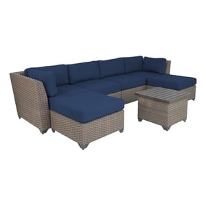 afuera living 7 piece outdoor sectional seating with cushions in navy