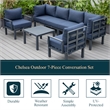 Afuera Living 7-Piece Patio Set with Coffee Table and Cushions in Blue